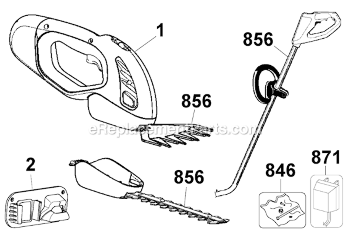 Page A Diagram and Parts List for SSC1000  Black and Decker Hedge Trimmer